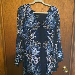 Roz & Ali Navy Blue Paisley Dress